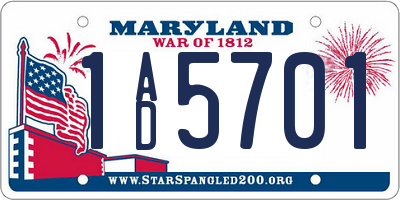 MD license plate 1AD5701