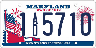 MD license plate 1AD5710