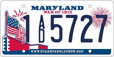 MD license plate 1AD5727