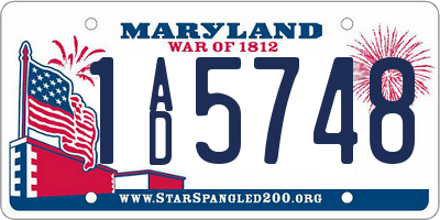 MD license plate 1AD5748