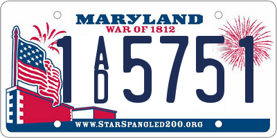 MD license plate 1AD5751