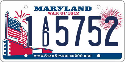 MD license plate 1AD5752
