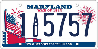 MD license plate 1AD5757