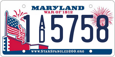 MD license plate 1AD5758