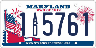 MD license plate 1AD5761