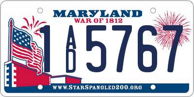 MD license plate 1AD5767