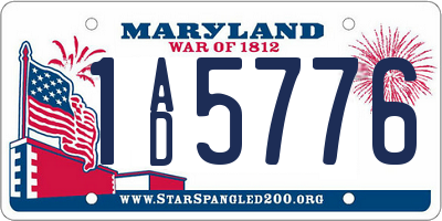 MD license plate 1AD5776