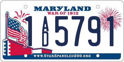 MD license plate 1AD5791