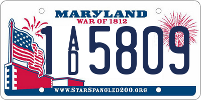MD license plate 1AD5809