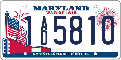 MD license plate 1AD5810