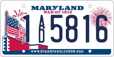 MD license plate 1AD5816