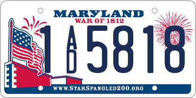 MD license plate 1AD5818