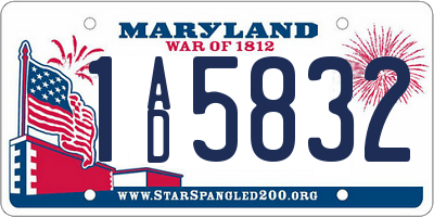 MD license plate 1AD5832