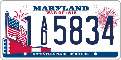 MD license plate 1AD5834