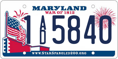 MD license plate 1AD5840