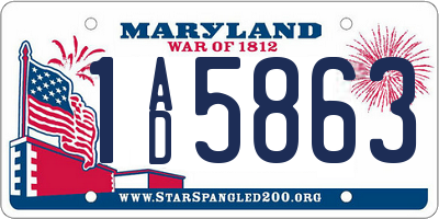 MD license plate 1AD5863