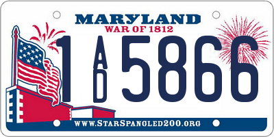 MD license plate 1AD5866
