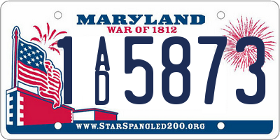 MD license plate 1AD5873