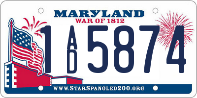 MD license plate 1AD5874