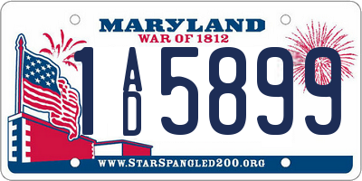 MD license plate 1AD5899