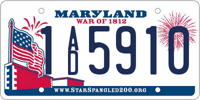MD license plate 1AD5910