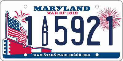 MD license plate 1AD5921
