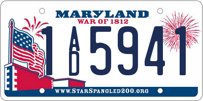 MD license plate 1AD5941