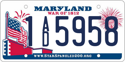MD license plate 1AD5958
