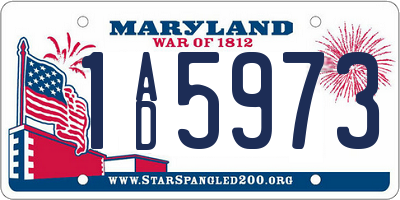 MD license plate 1AD5973
