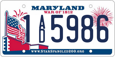 MD license plate 1AD5986