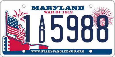 MD license plate 1AD5988