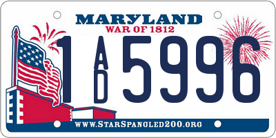 MD license plate 1AD5996