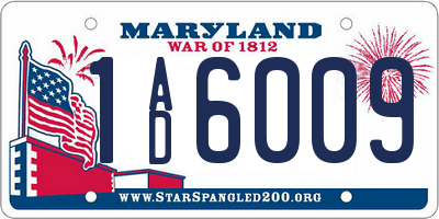 MD license plate 1AD6009