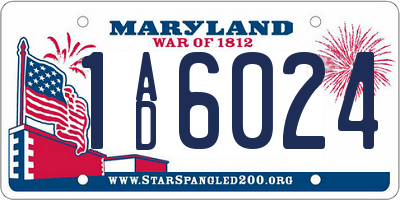 MD license plate 1AD6024