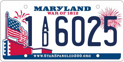 MD license plate 1AD6025