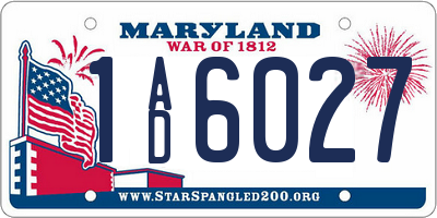 MD license plate 1AD6027