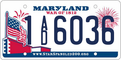 MD license plate 1AD6036