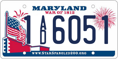 MD license plate 1AD6051