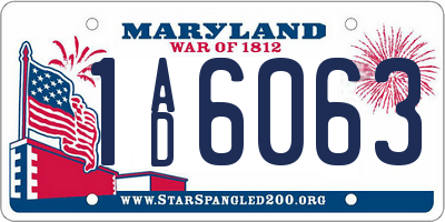 MD license plate 1AD6063