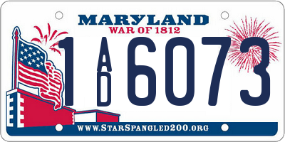 MD license plate 1AD6073