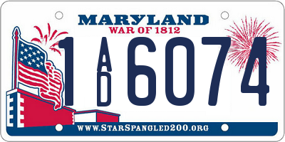 MD license plate 1AD6074