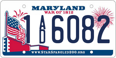 MD license plate 1AD6082