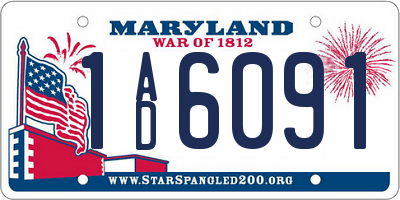 MD license plate 1AD6091
