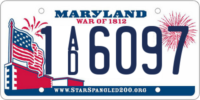 MD license plate 1AD6097