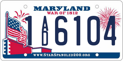 MD license plate 1AD6104