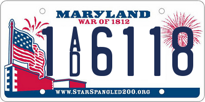 MD license plate 1AD6118