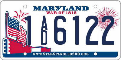 MD license plate 1AD6122