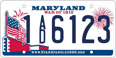 MD license plate 1AD6123