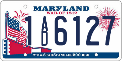MD license plate 1AD6127