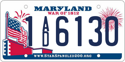 MD license plate 1AD6130